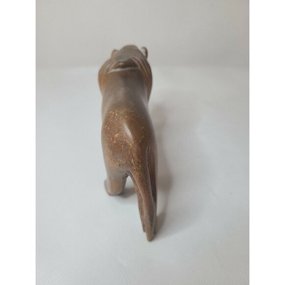 Vintage Brown Hand Carved Wood Roaring Lion Figurine Statue Collectible Animal - Picture 5 of 9